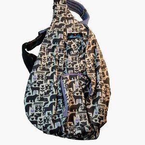 Kavu Rope Bag Charcoal Fable Print Black USA